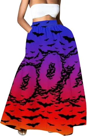 Halloween Costumes Womens Skirts Party Beach Pocket Long Maxi Skirt Fluffy Skirts for Women Halloween Skirt Tool