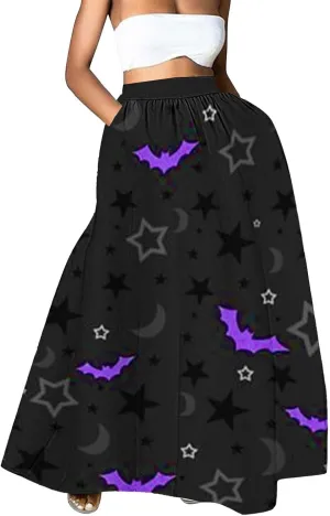 Halloween Costumes Womens Skirts Party Beach Pocket Long Maxi Skirt Fluffy Skirts for Women Halloween Skirt Tool