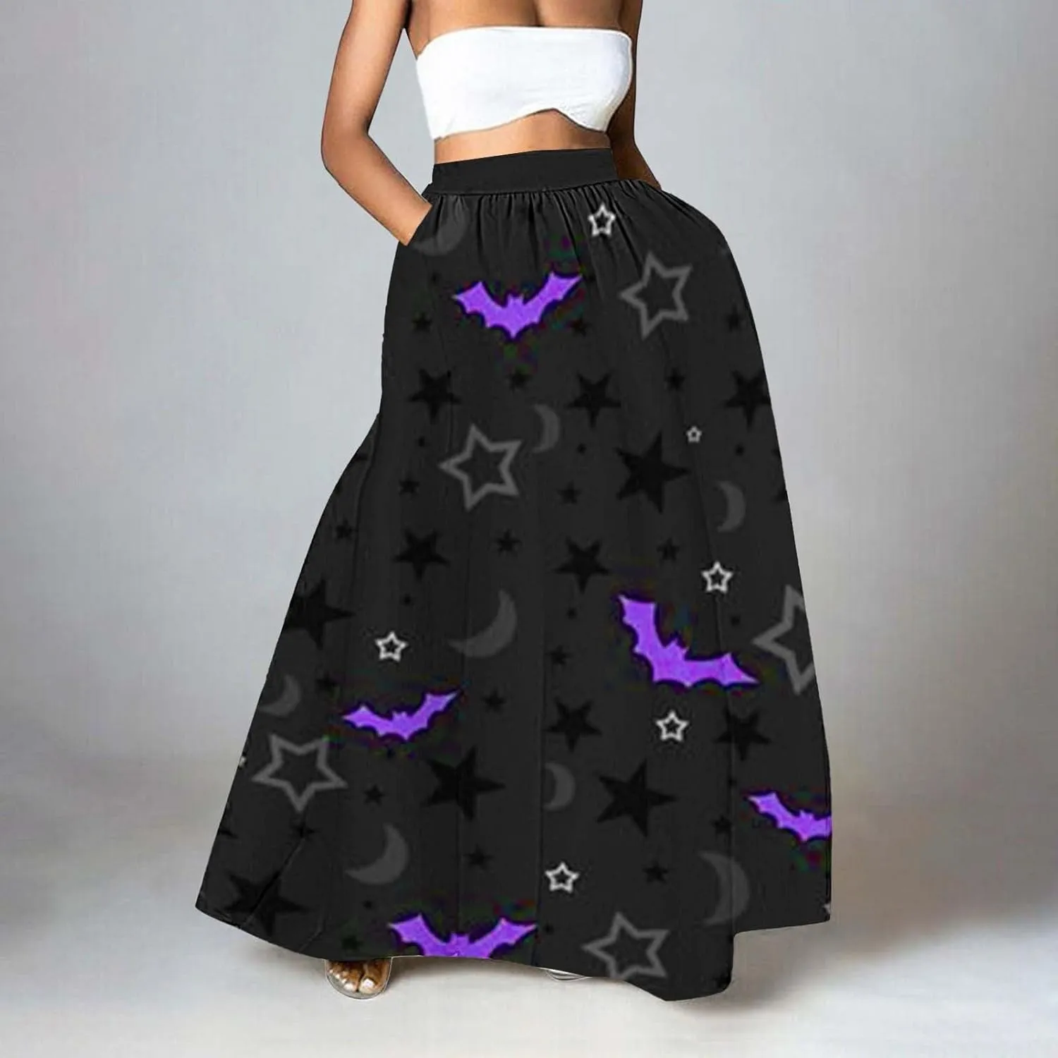 Halloween Costumes Womens Skirts Party Beach Pocket Long Maxi Skirt Fluffy Skirts for Women Halloween Skirt Tool