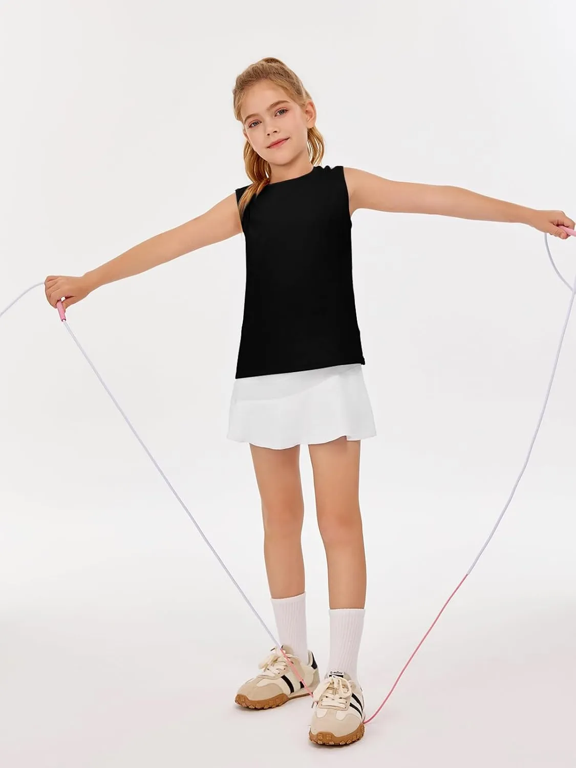 Haloumoning Girls Athletic Tank Tops Kids Sleeveless Running Tennis Yoga Shirts 4-14 Years
