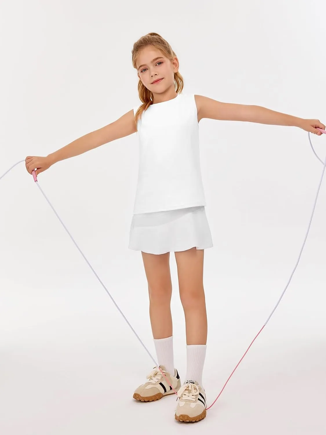 Haloumoning Girls Athletic Tank Tops Kids Sleeveless Running Tennis Yoga Shirts 4-14 Years