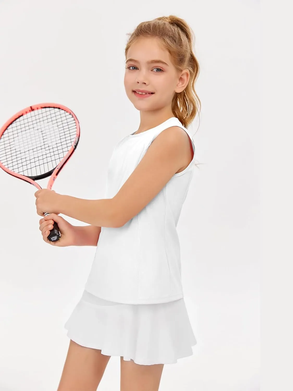 Haloumoning Girls Athletic Tank Tops Kids Sleeveless Running Tennis Yoga Shirts 4-14 Years