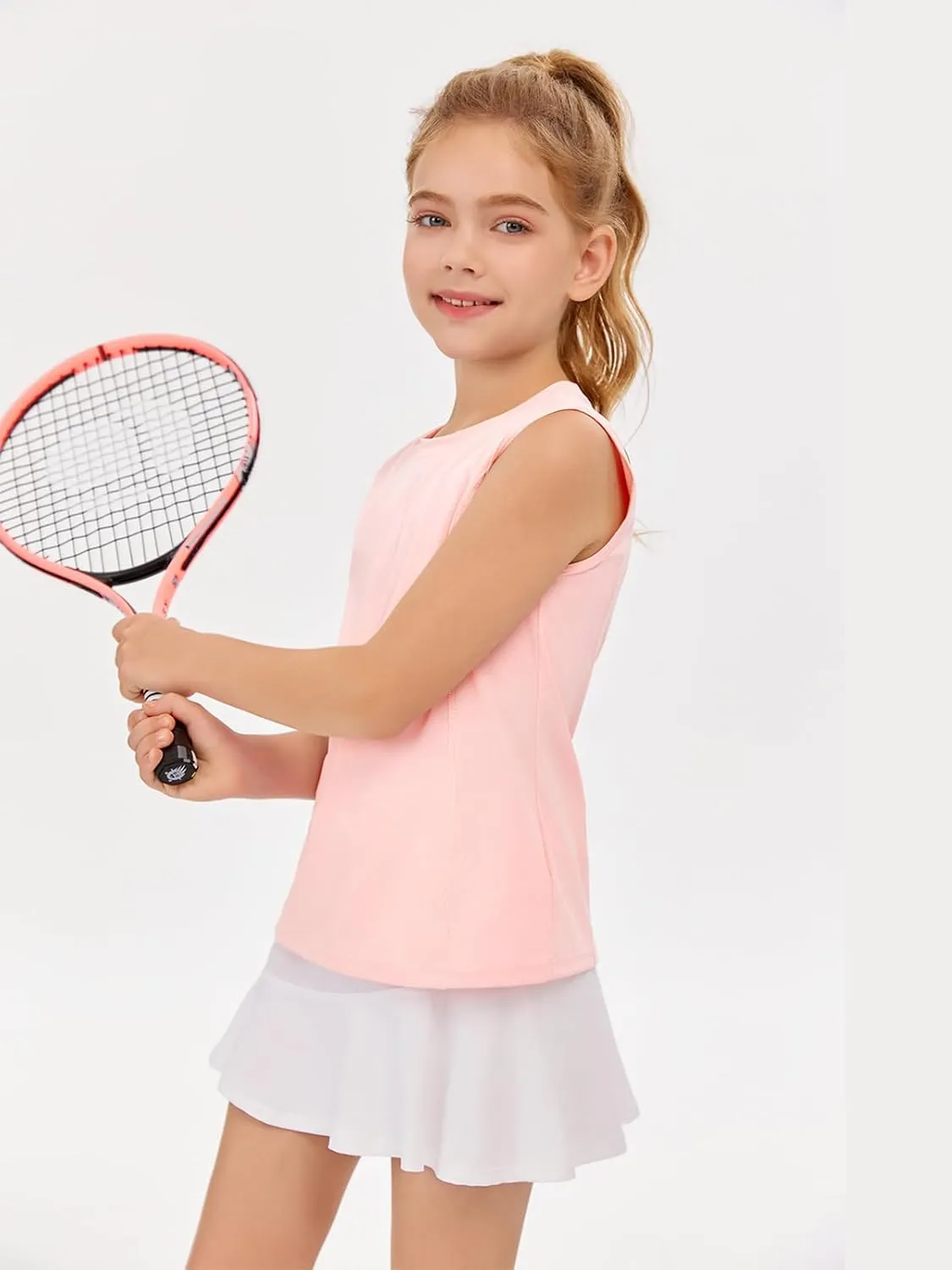 Haloumoning Girls Athletic Tank Tops Kids Sleeveless Running Tennis Yoga Shirts 4-14 Years