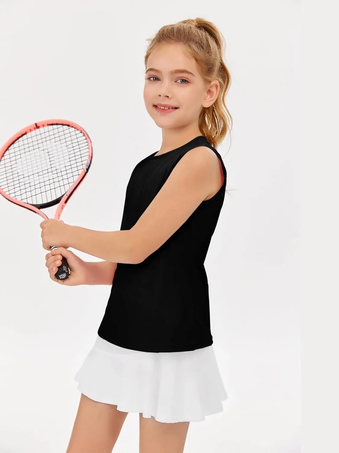 Haloumoning Girls Athletic Tank Tops Kids Sleeveless Running Tennis Yoga Shirts 4-14 Years