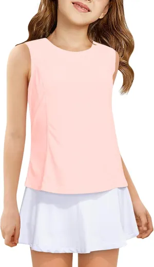 Haloumoning Girls Athletic Tank Tops Kids Sleeveless Running Tennis Yoga Shirts 4-14 Years