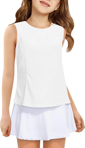 Haloumoning Girls Athletic Tank Tops Kids Sleeveless Running Tennis Yoga Shirts 4-14 Years
