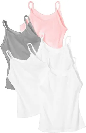 Hanes Girls' Camisole, 100% Cotton Tagless Cami, Toddler Sizing, Multiple Packs & Colors Available