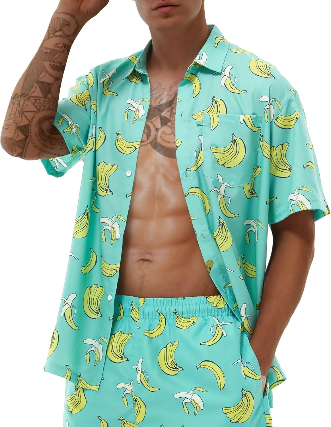 Hawaiian Shirts for Men Short Sleeve Casual Button Down Shirt Summer Beach Aloha Shirt Holiday Party Tropical Print