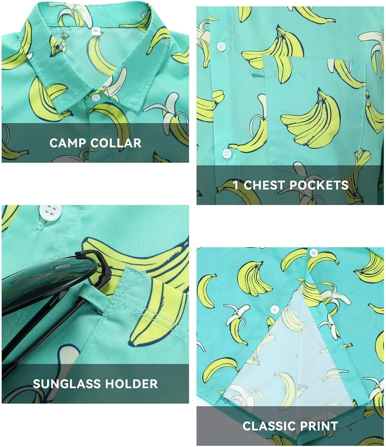Hawaiian Shirts for Men Short Sleeve Casual Button Down Shirt Summer Beach Aloha Shirt Holiday Party Tropical Print
