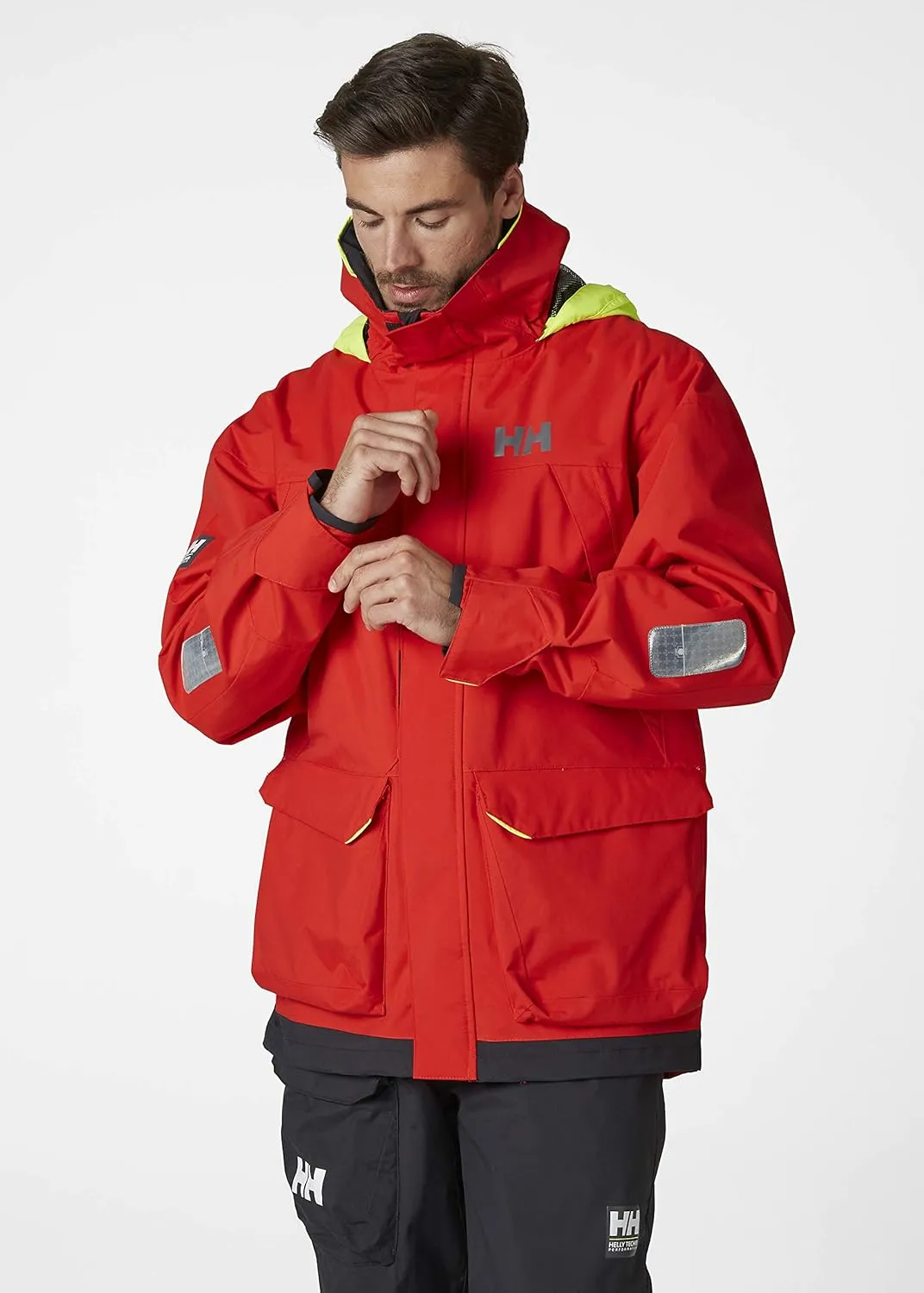 Helly-Hansen Pier 3.0 Coastal Sailing Jacket for Men - Waterproof, Windproof, and Breathable, with Packable Neon Yellow Hood