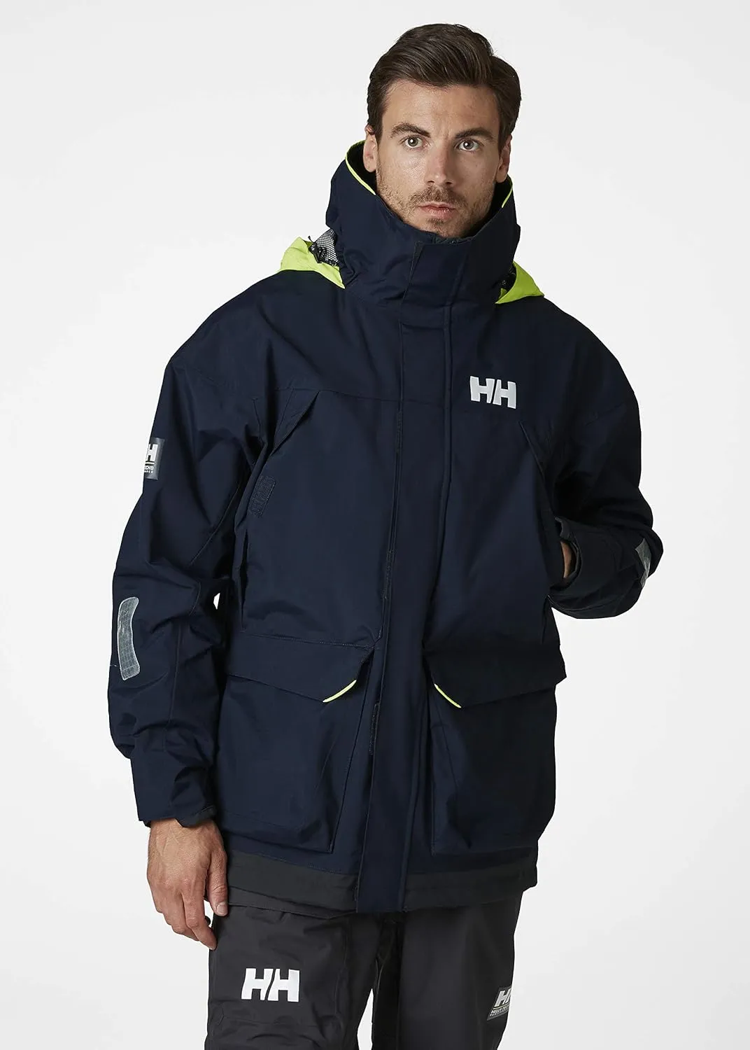 Helly-Hansen Pier 3.0 Coastal Sailing Jacket for Men - Waterproof, Windproof, and Breathable, with Packable Neon Yellow Hood