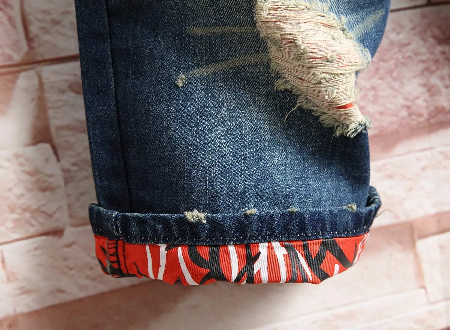 HENGAO Men's Ripped Jean Short Distressed Straight Fit Denim Shorts