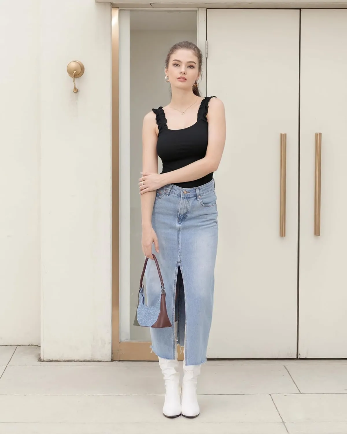 HERLOLLYCHIPS Sexy Tank Tops for Women Square Neck Ruffle Strap Ribbed Knit Tight Stretchy Sleeveless Shirts