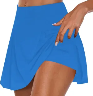 HGps8w Women's Tennis Skirt with Built-in Shorts Stretchy High Waisted Flowy Athletic Golf Skorts Skirts for Sports Running