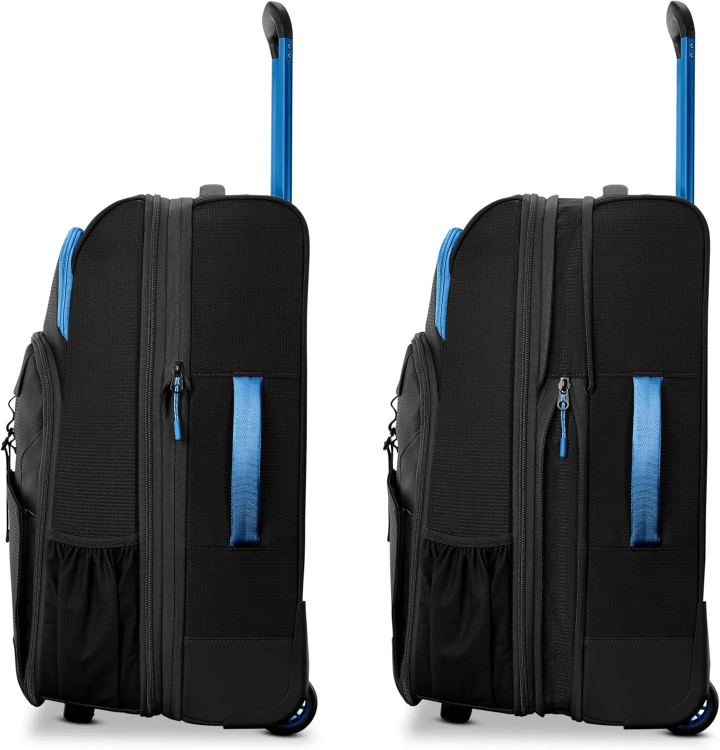 High Sierra Hi-Life 22-Inch Carry-On Wheeled Duffle - Features Smooth Rolling Wheels, WetPak Pockets, Stack-It Strap, Adjustable Handle, Fleece Pocket, Padded Laptop Sleeve, Expandable - Black/Blue