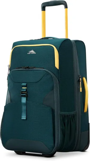 High Sierra Hi-Life 22-Inch Carry-On Wheeled Duffle - Features Smooth Rolling Wheels, WetPak Pockets, Stack-It Strap, Adjustable Handle, Fleece Pocket, Padded Laptop Sleeve, Expandable - Green/Yellow