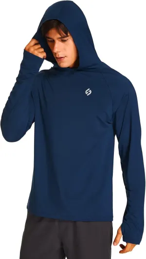 HODOSPORTS Mens UPF 50  Rash Guard Long Sleeve Swim Shirts Sun Protection Hoodie Shirt UV SPF Quick Dry T-Shirts