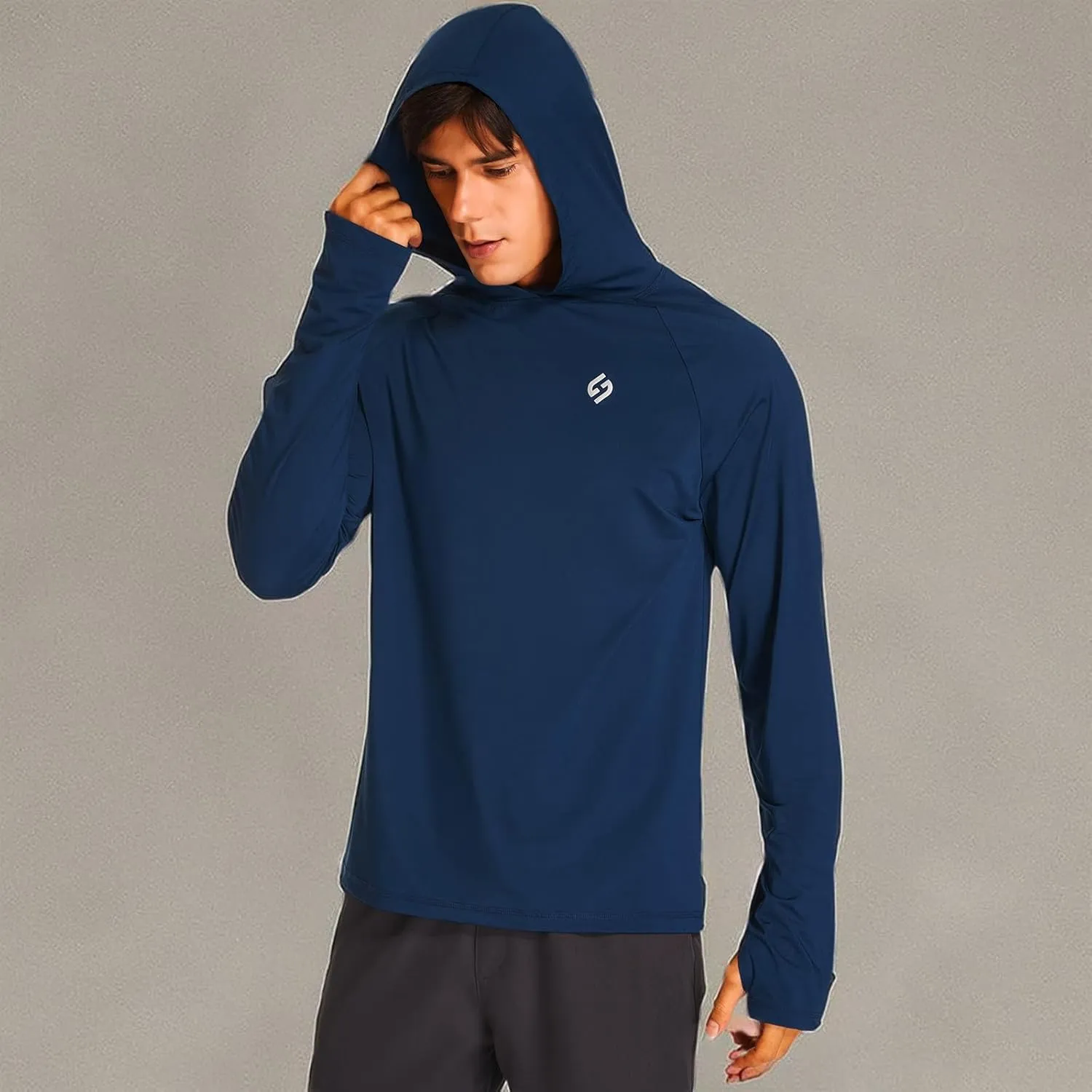 HODOSPORTS Mens UPF 50  Rash Guard Long Sleeve Swim Shirts Sun Protection Hoodie Shirt UV SPF Quick Dry T-Shirts