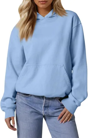 Hoodies for Women Preppy Fleece Pullover Preppy Long Sleeve Oversized Sweatshirts with Pockets Winter Sweatshirt