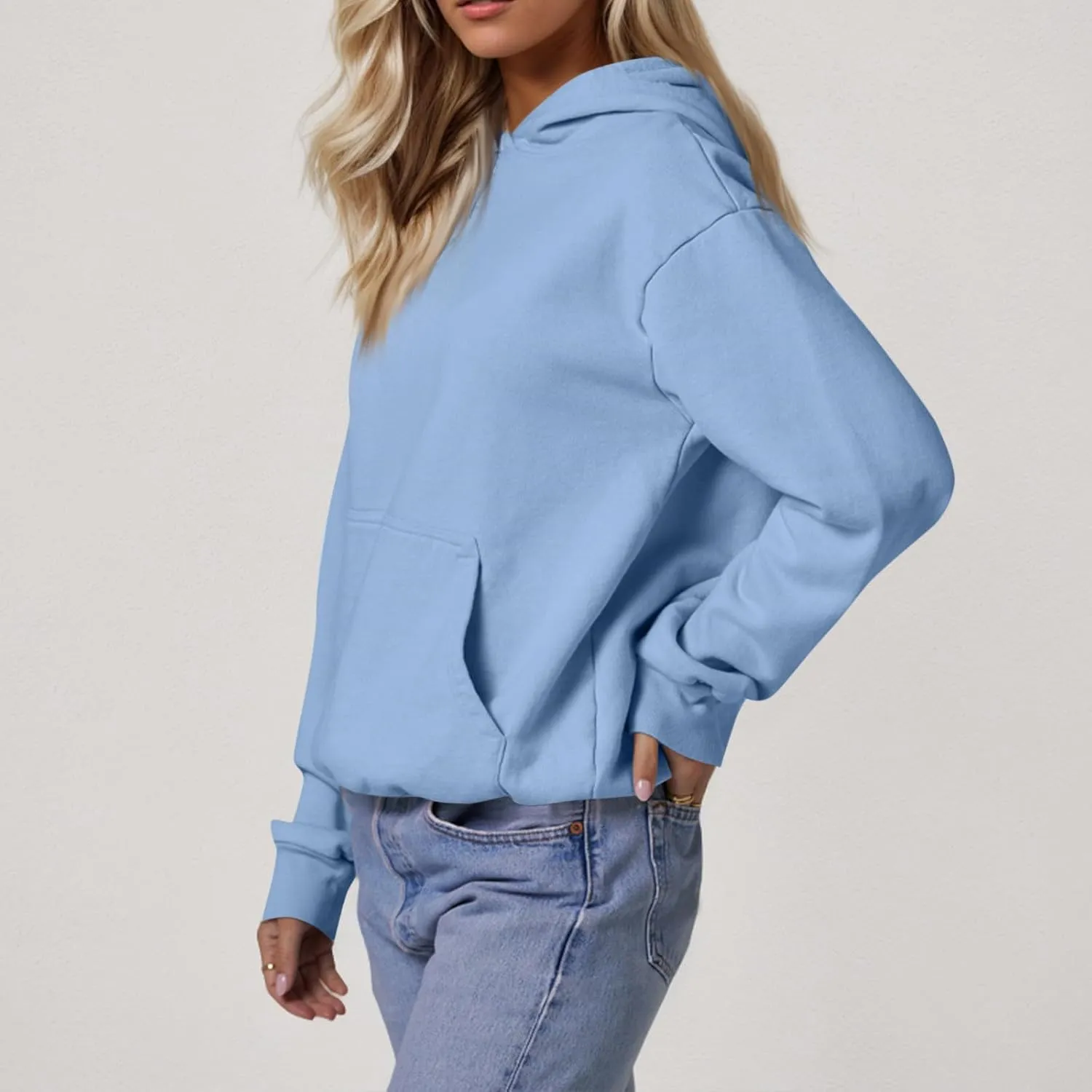 Hoodies for Women Preppy Fleece Pullover Preppy Long Sleeve Oversized Sweatshirts with Pockets Winter Sweatshirt