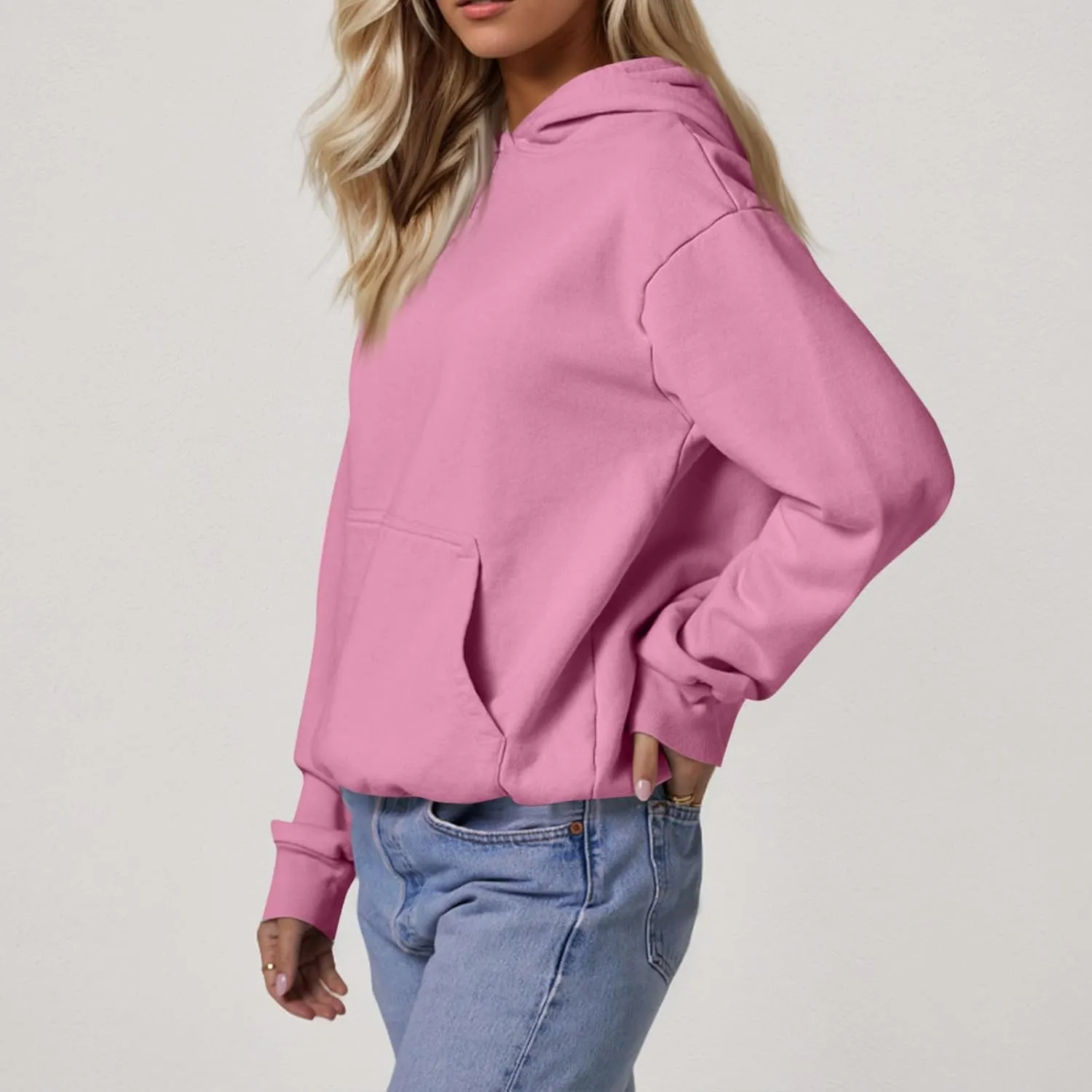 Hoodies for Women Preppy Fleece Pullover Preppy Long Sleeve Oversized Sweatshirts with Pockets Winter Sweatshirt