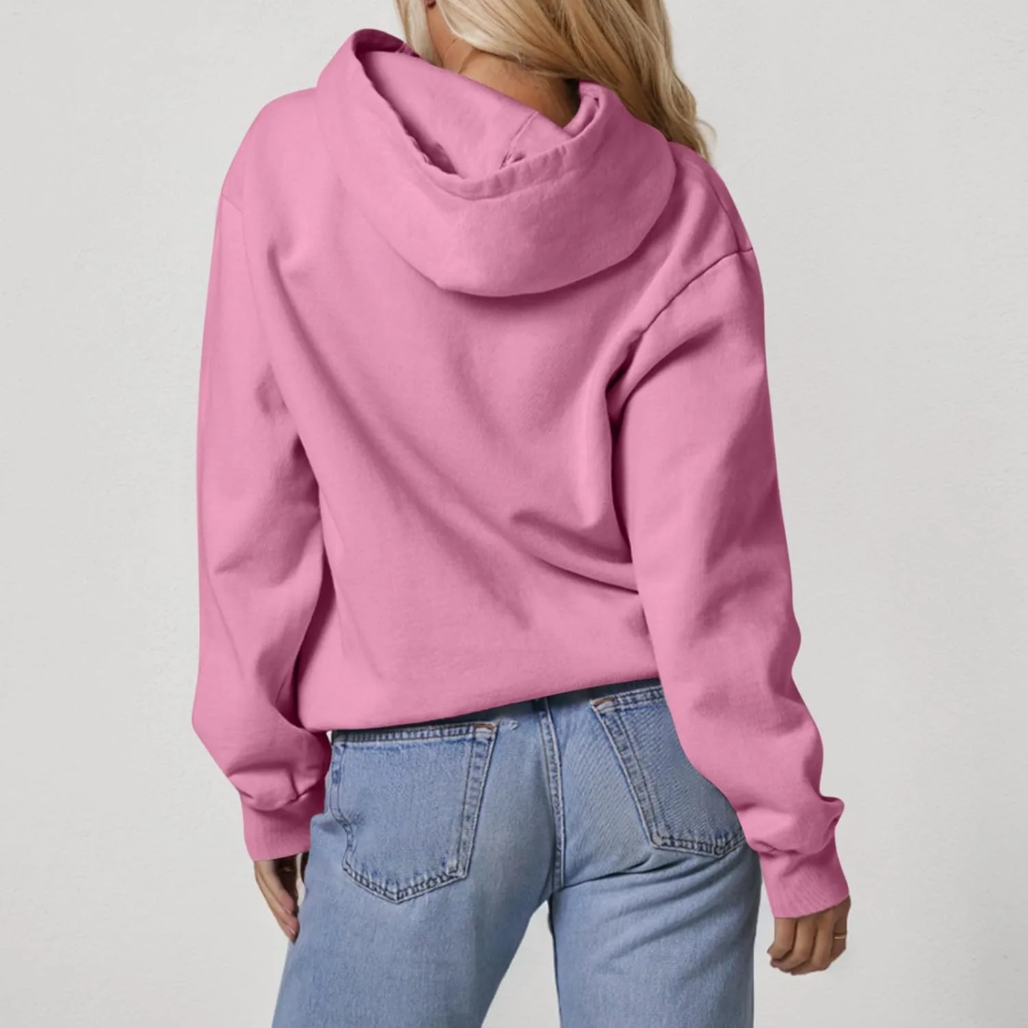 Hoodies for Women Preppy Fleece Pullover Preppy Long Sleeve Oversized Sweatshirts with Pockets Winter Sweatshirt