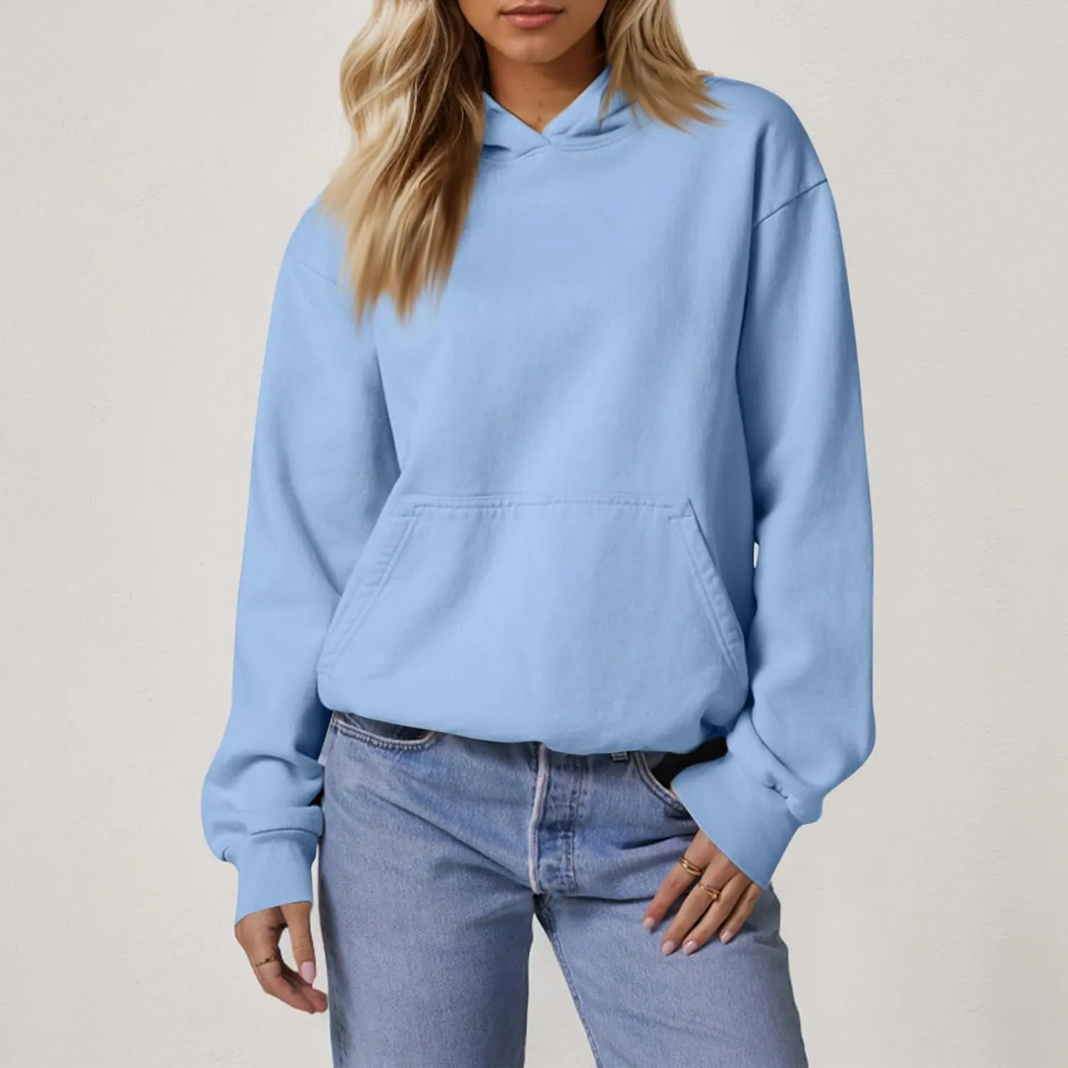 Hoodies for Women Preppy Fleece Pullover Preppy Long Sleeve Oversized Sweatshirts with Pockets Winter Sweatshirt
