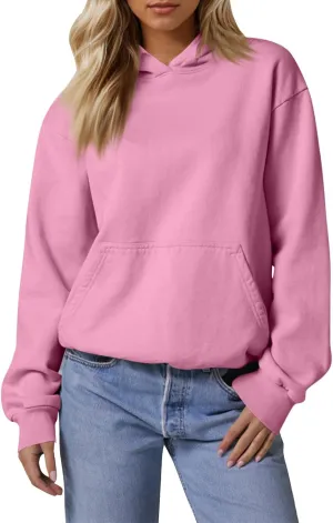 Hoodies for Women Preppy Fleece Pullover Preppy Long Sleeve Oversized Sweatshirts with Pockets Winter Sweatshirt