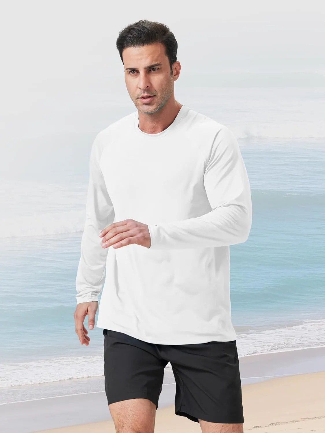 IHU 4 Pack Mens Rash Guard Swim Shirts Long Sleeve Sun Protection Shirts UPF 50  Fishing Rashguard Dry Fit Athletic Shirt