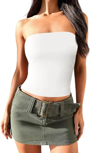 Imily Bela Womens Summer Tube Tops Strapless No Pad Clubwear Y2K Going Out Stretchy Basic Casual Cami Tops