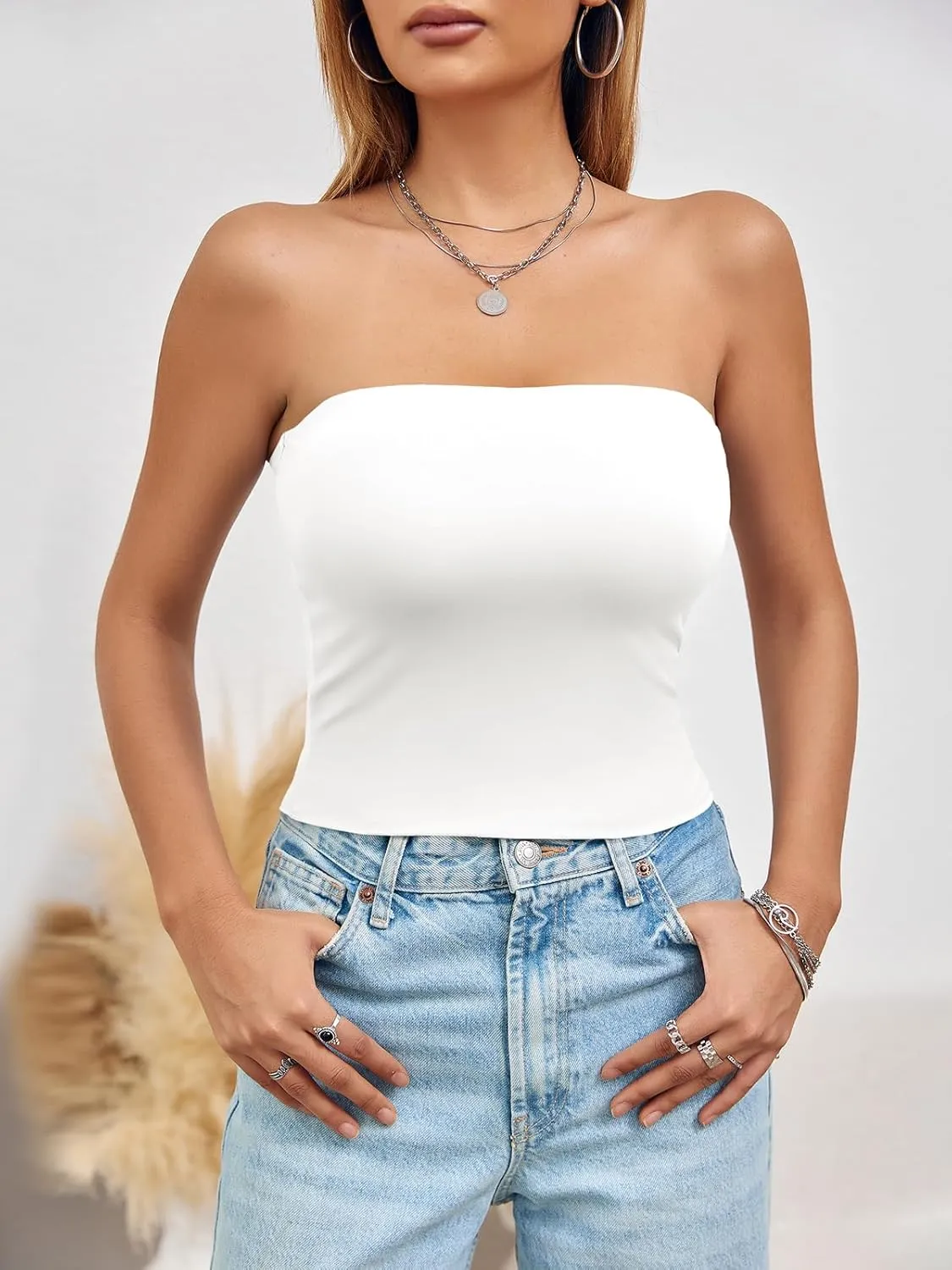 Imily Bela Womens Summer Tube Tops Strapless No Pad Clubwear Y2K Going Out Stretchy Basic Casual Cami Tops