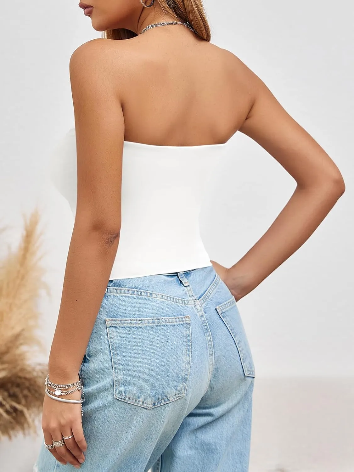 Imily Bela Womens Summer Tube Tops Strapless No Pad Clubwear Y2K Going Out Stretchy Basic Casual Cami Tops