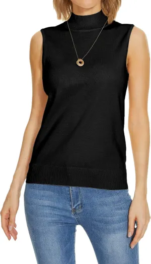 INKOFF Sleeveless Mock Neck Turtleneck Knit Tops Women Dressy Casual Sweater Vest Business Work Tank