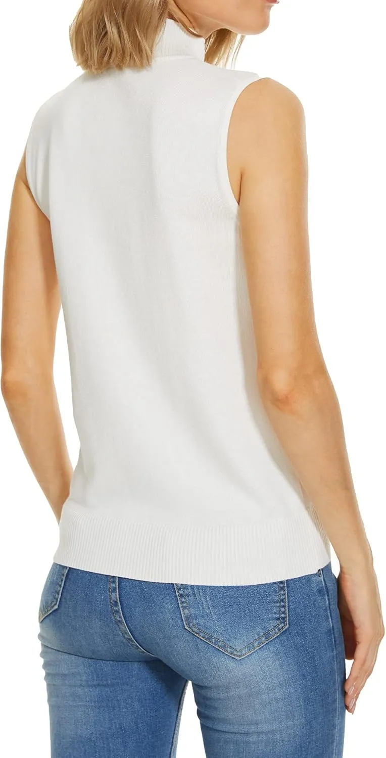 INKOFF Sleeveless Mock Neck Turtleneck Knit Tops Women Dressy Casual Sweater Vest Business Work Tank