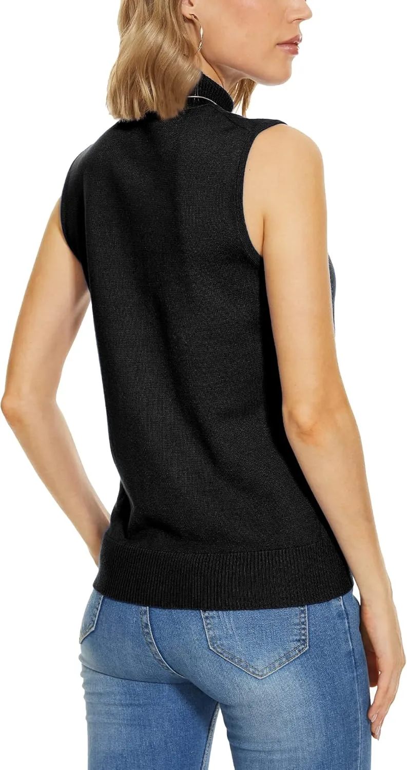 INKOFF Sleeveless Mock Neck Turtleneck Knit Tops Women Dressy Casual Sweater Vest Business Work Tank