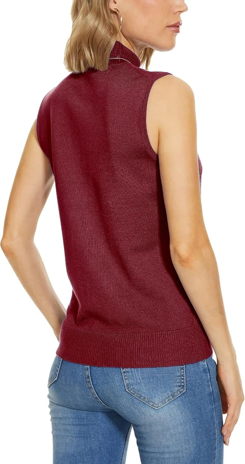 INKOFF Sleeveless Mock Neck Turtleneck Knit Tops Women Dressy Casual Sweater Vest Business Work Tank
