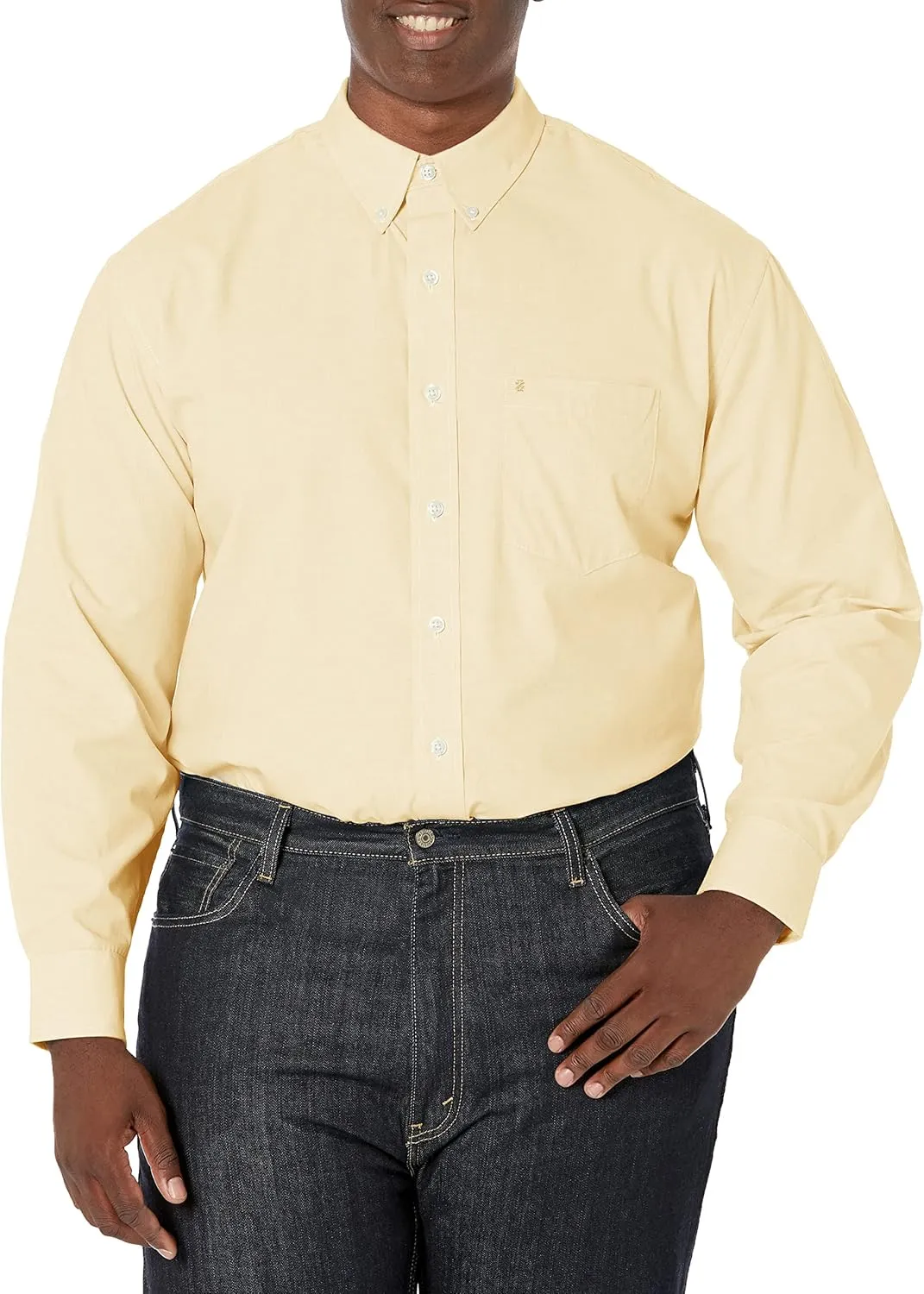 IZOD Men's Big and Tall Button Down Long Sleeve Stretch Performance Solid Shirt
