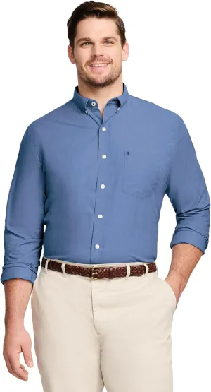 IZOD Men's Big and Tall Button Down Long Sleeve Stretch Performance Solid Shirt