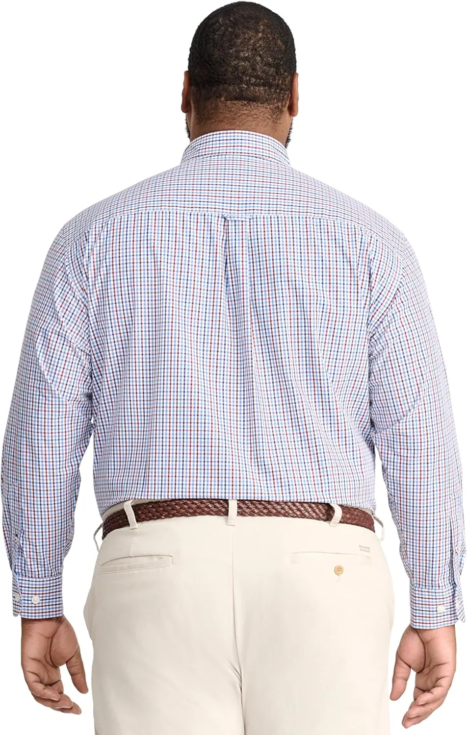 IZOD Men's Big and Tall Performance Comfort Long Sleeve Plaid Button Down