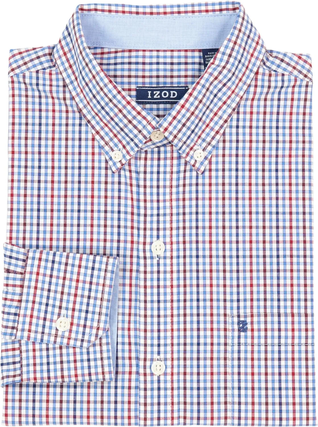 IZOD Men's Big and Tall Performance Comfort Long Sleeve Plaid Button Down