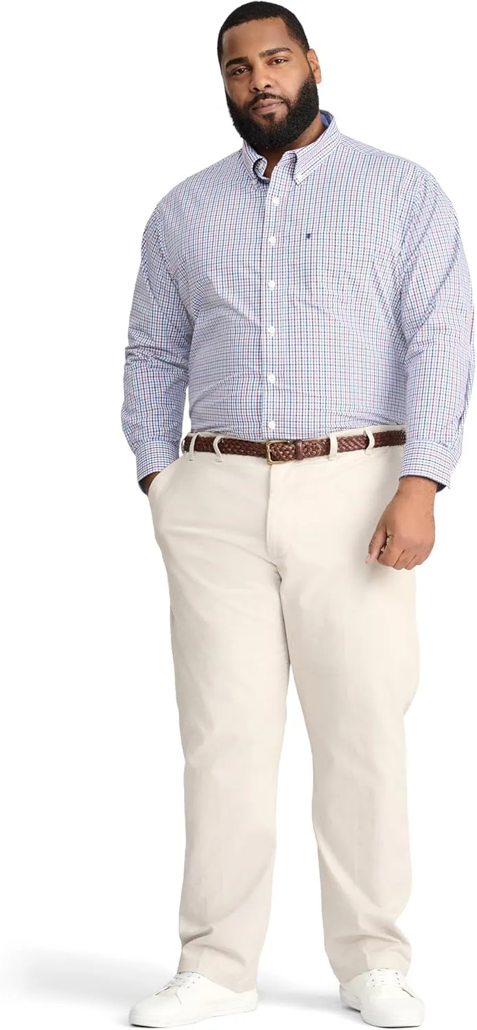 IZOD Men's Big and Tall Performance Comfort Long Sleeve Plaid Button Down