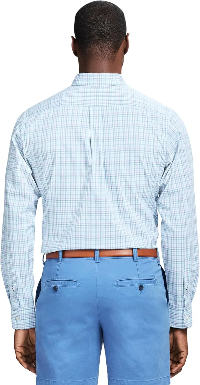 IZOD Men's Performance Comfort Long Sleeve Plaid Button Down