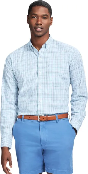 IZOD Men's Performance Comfort Long Sleeve Plaid Button Down