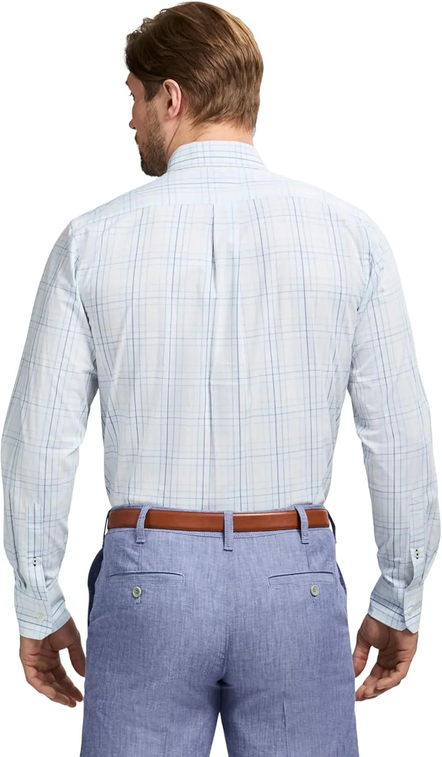 IZOD Men's Performance Comfort Long Sleeve Plaid Button Down