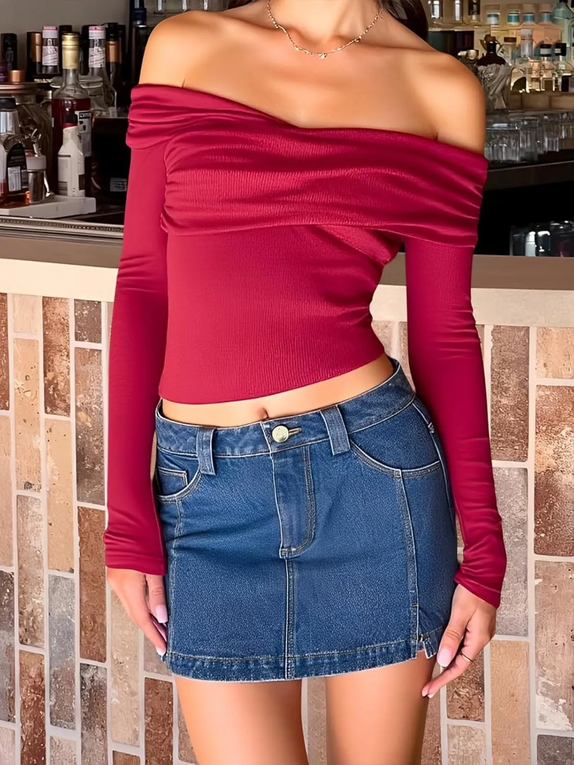 Jean Skorts for Women Denim Skirt with Shorts High Waisted Mini Denim Skirt with Side Slit