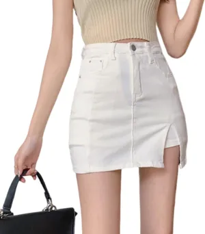 Jean Skorts for Women,Fashion High Waisted Casual Stretchy Denim Skirt,Side Split Mini Skirts with Pocket