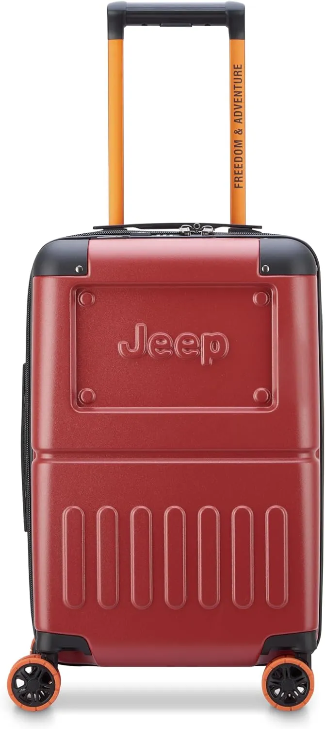 Jeep JH002B Hardside Expandable Luggage with Spinner Wheels, Chilli Pepper, Carry-On 19 Inch