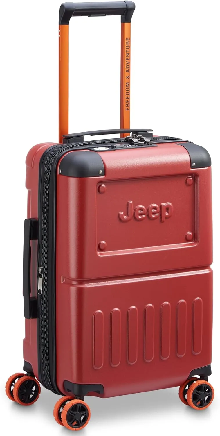 Jeep JH002B Hardside Expandable Luggage with Spinner Wheels, Chilli Pepper, Carry-On 19 Inch