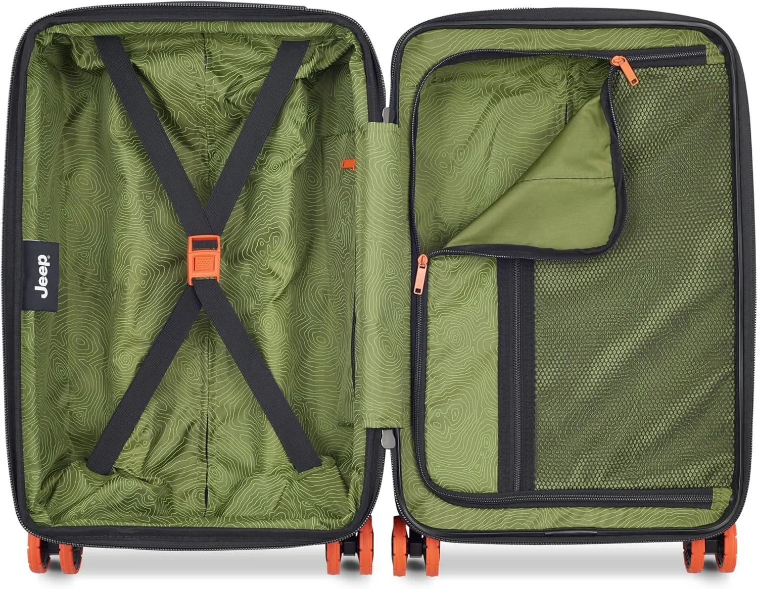 Jeep JH002B Hardside Expandable Luggage with Spinner Wheels, Chilli Pepper, Carry-On 19 Inch