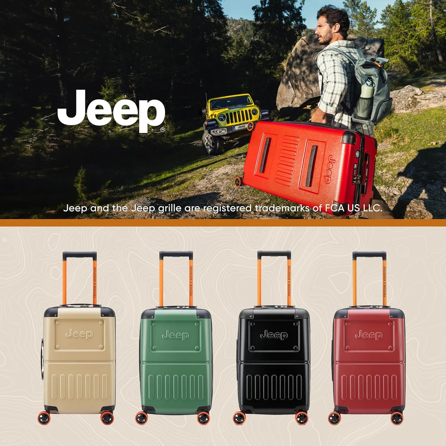 Jeep JH002B Hardside Expandable Luggage with Spinner Wheels